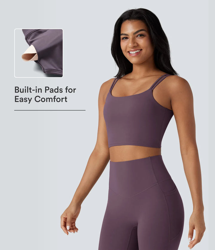 Halara UltraSculpt Double Straps Twisted Backless Cropped Yoga Tank Top