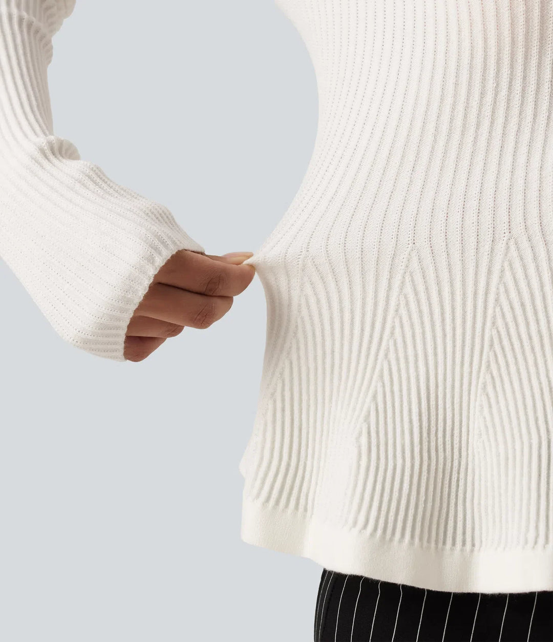 V Neck Long Sleeve Ruffle Hem Slim Work Cardigan