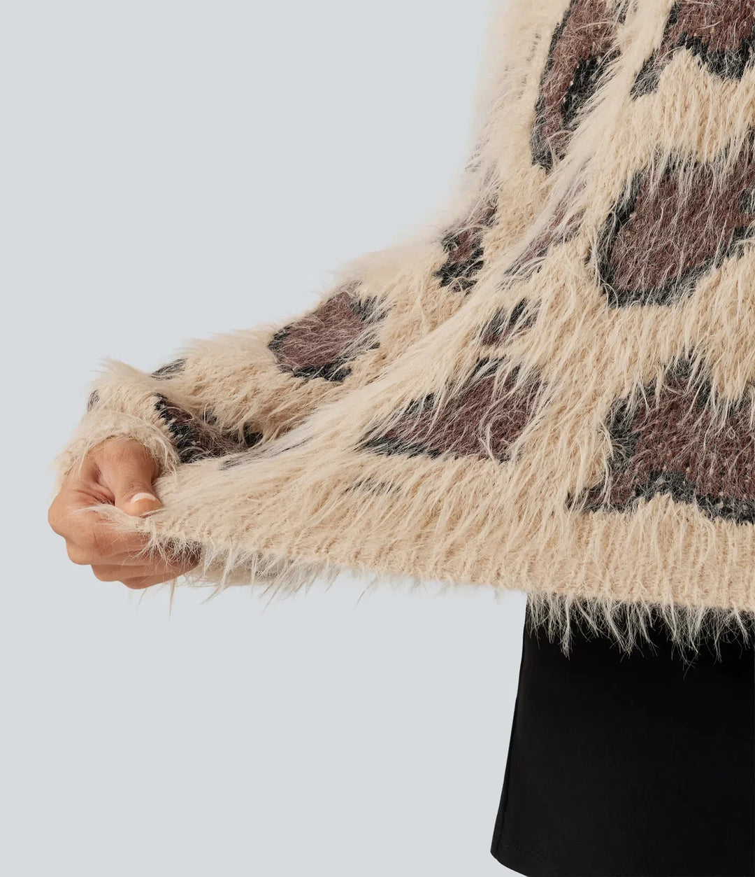 Round Neck Long Sleeve Leopard Print Casual Jumper