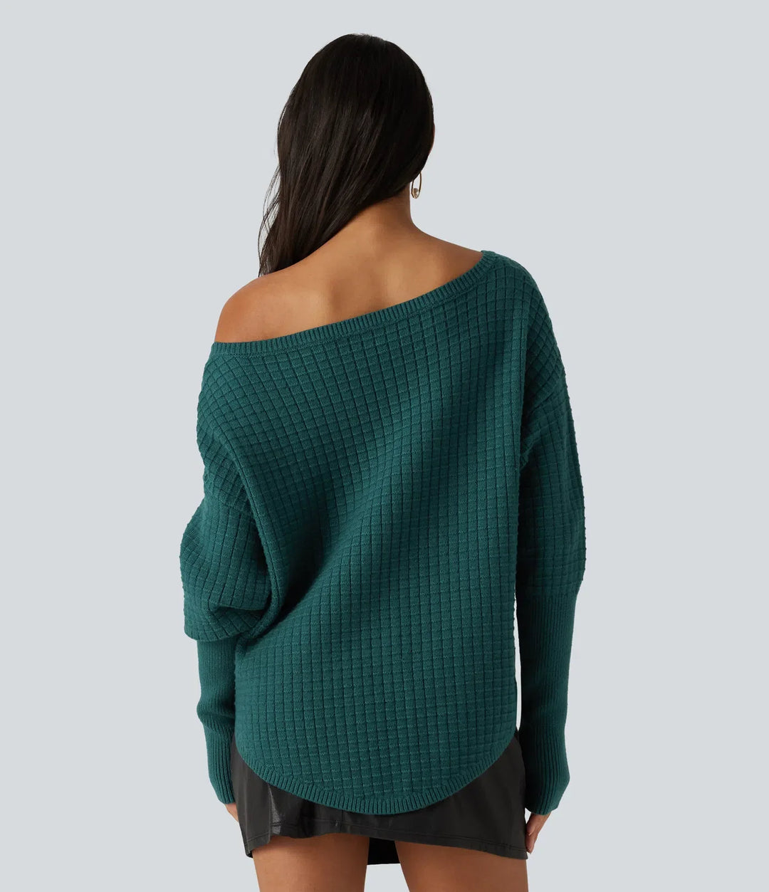 Off Shoulder Batwing Long Sleeve Work Jumper