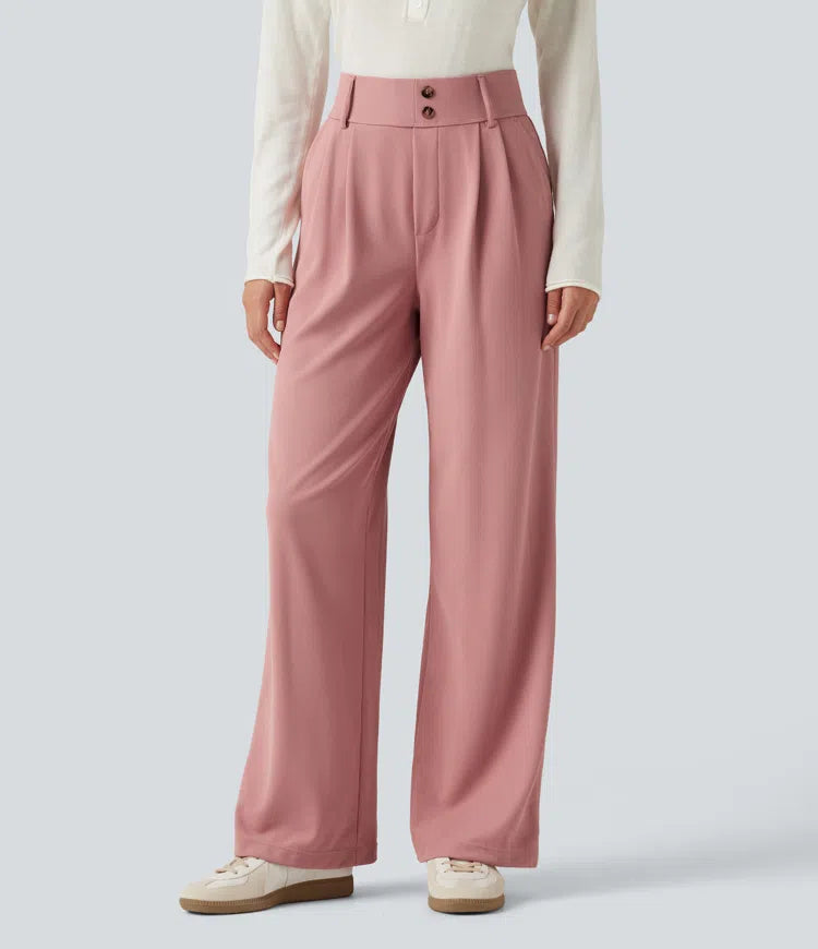 Halara Flex High Waisted Straight Leg Waffle Work Trousers with Pockets