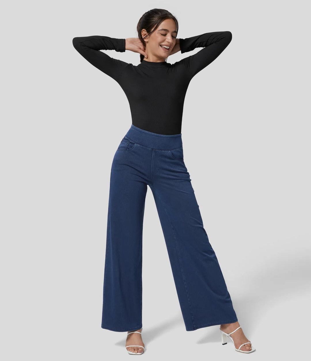 Halara Flex High Waisted Pockets Wide Leg Loose Work Jeans