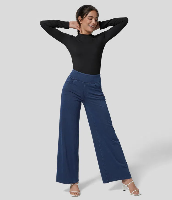 Halara Flex High Waisted Pockets Wide Leg Loose Work Jeans
