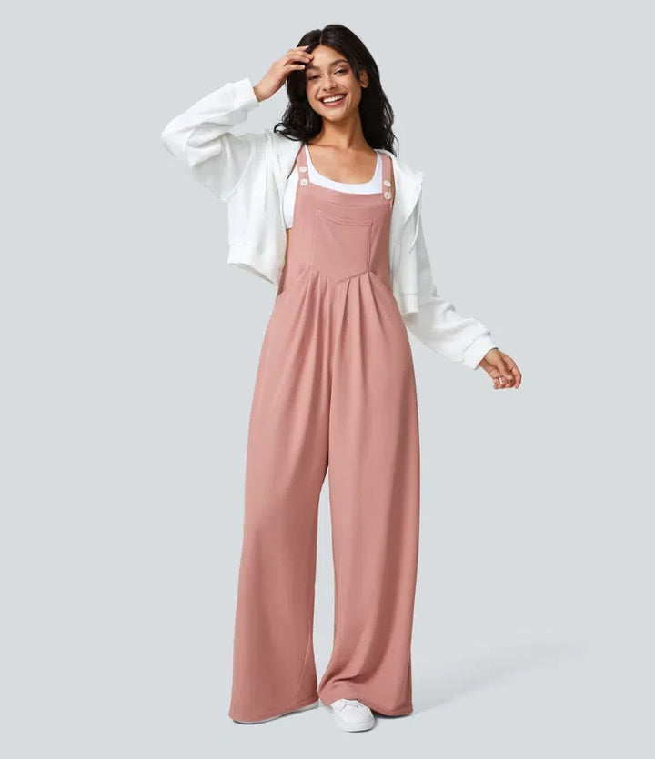 Pockets Waffle Casual Overalls