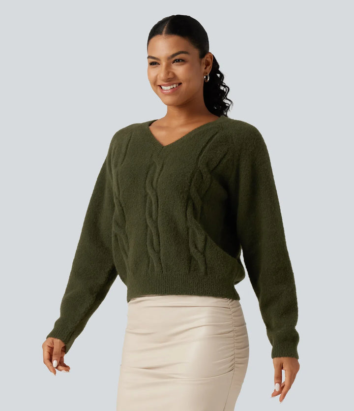 V Neck Raglan Long Sleeve Work Jumper