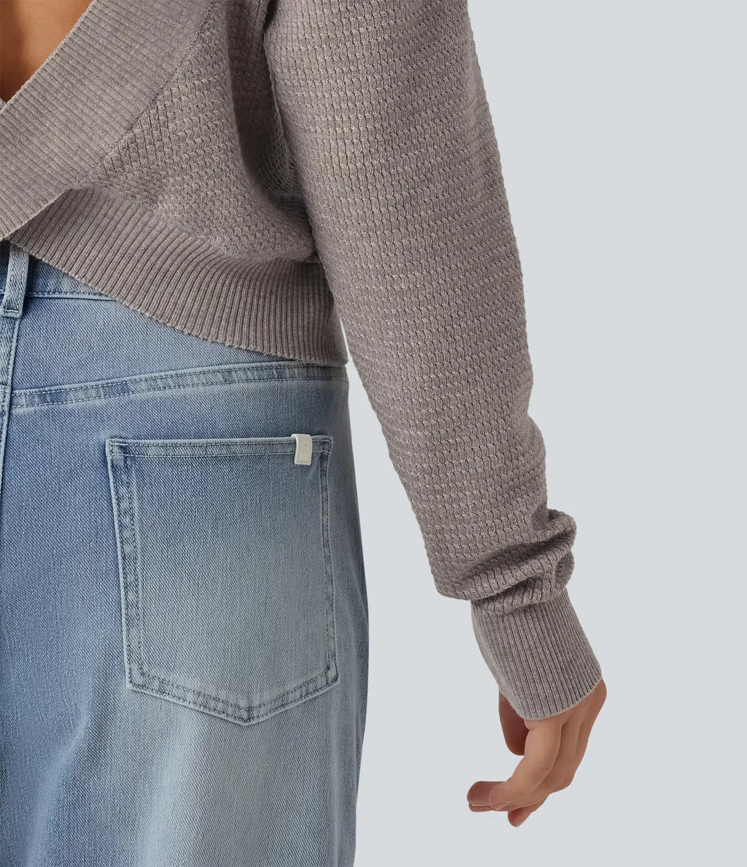 Round Neck Long Sleeve Cut-Out Back Casual Jumper