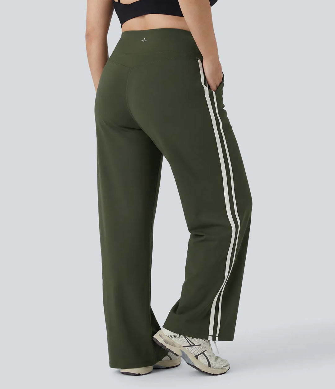 Plus Size Halara UltraSculpt High Waisted Tummy Control colourBlock Stripes Yoga Baggy Trousers with Pockets