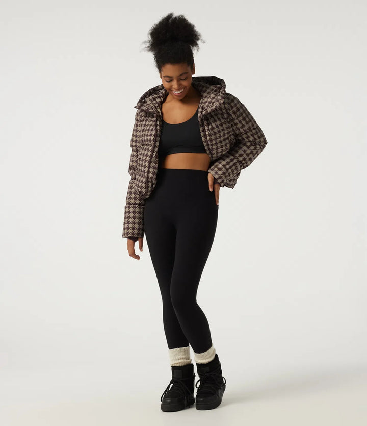 Removable Hood Long Sleeve Quilted Print Casual Down Jacket with Pockets