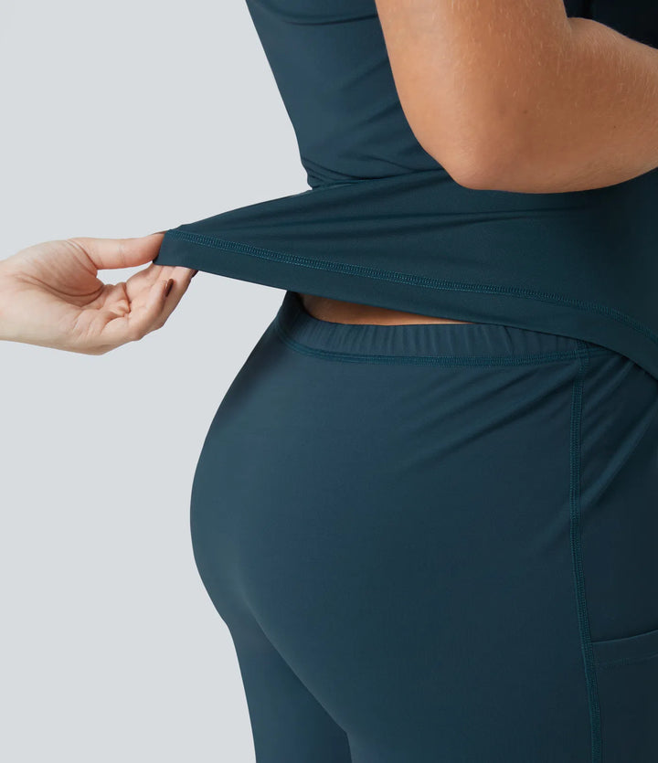 Backless Twisted Flare Dance Plus Size Active Dress-Longer Length-Easy Peezy Edition