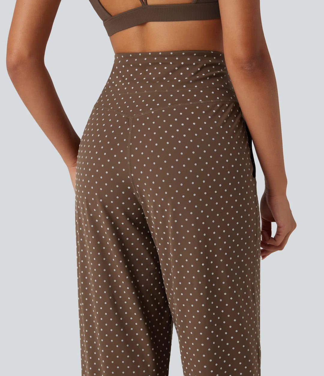 Halara UltraSculpt Flocked High Waisted Tummy Control Straight Leg Polka Dot Yoga Trousers with Pockets