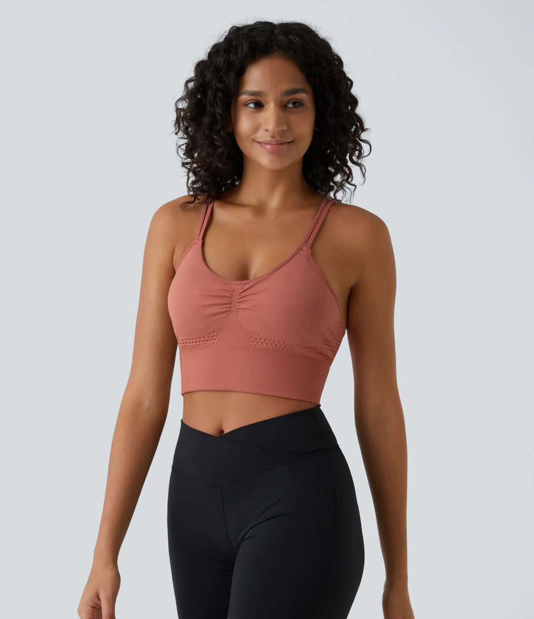 OneForm Seamless Flow Low Support Ruched Double Straps Sports Bra A-D Cups