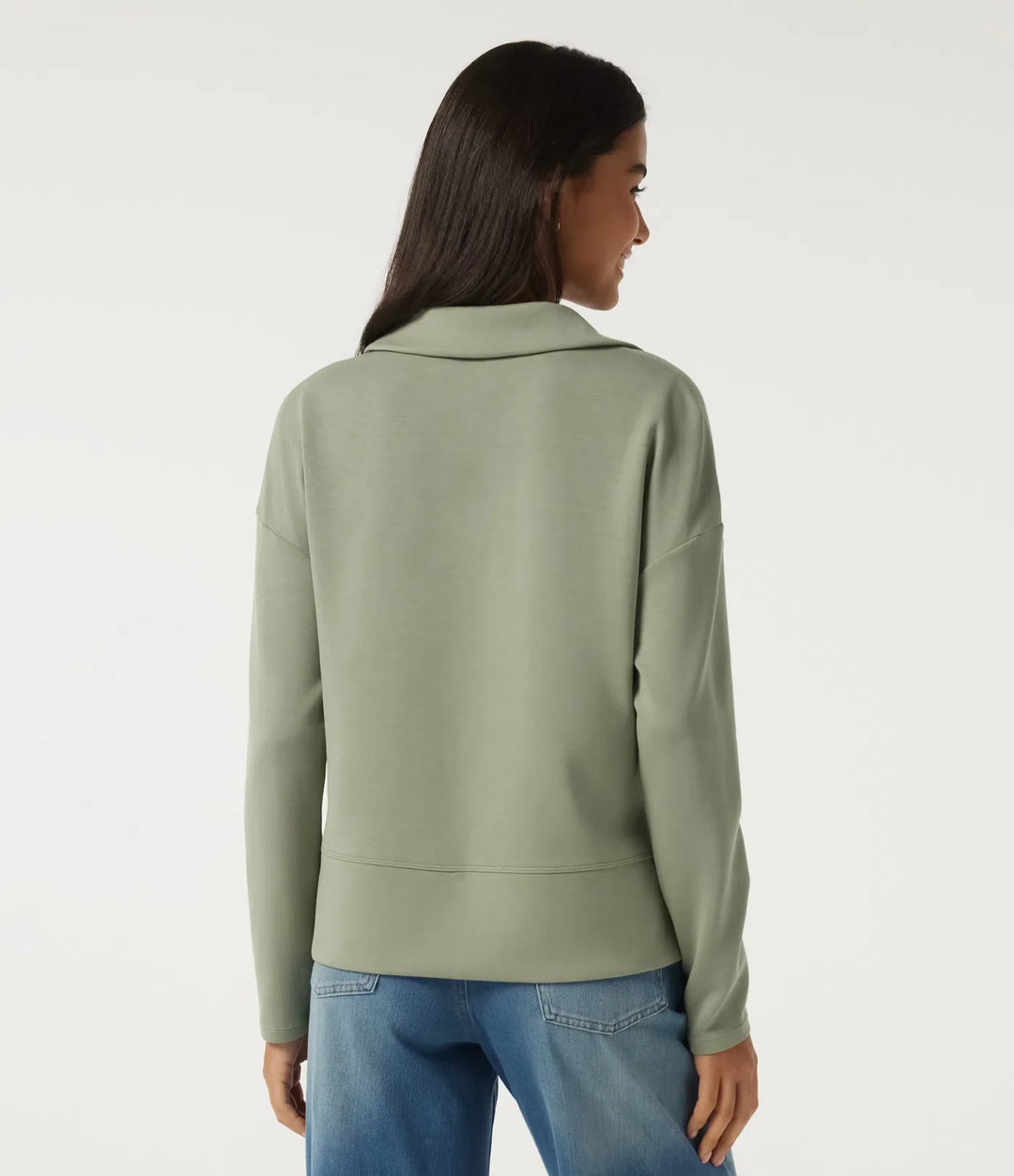 SpacerTek Lapel Long Sleeve Slit Hem Casual Sweatshirt