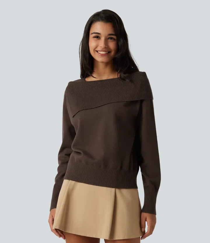 Lapel Long Sleeve Casual Jumper