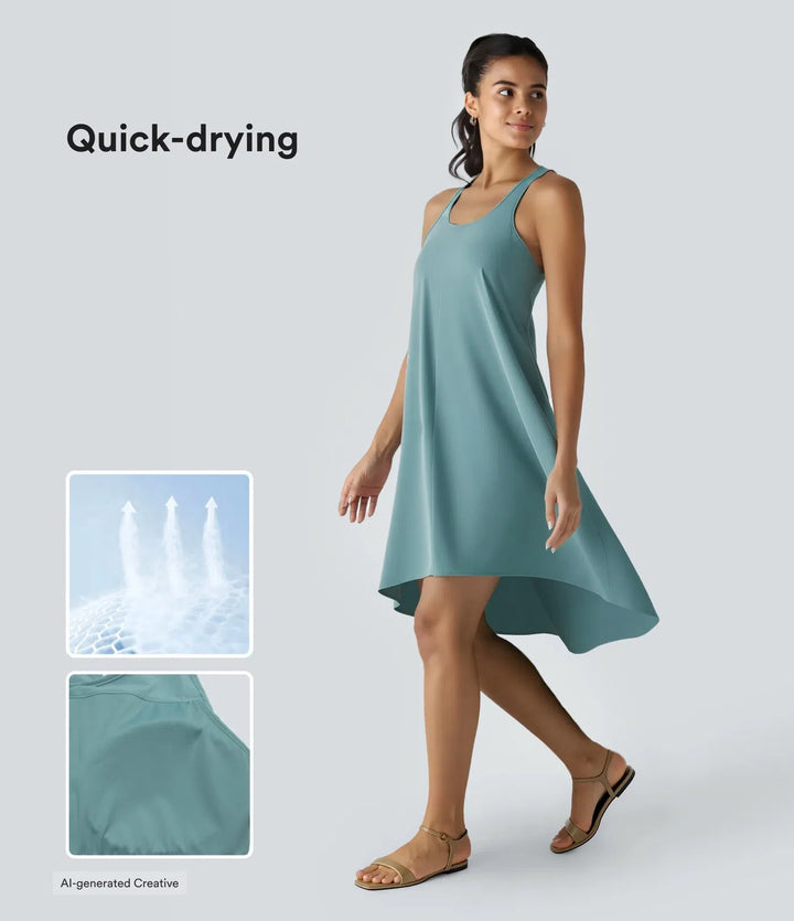 Breezeful RacerPocket High Low Flowy Midi Quick Dry Casual Dress
