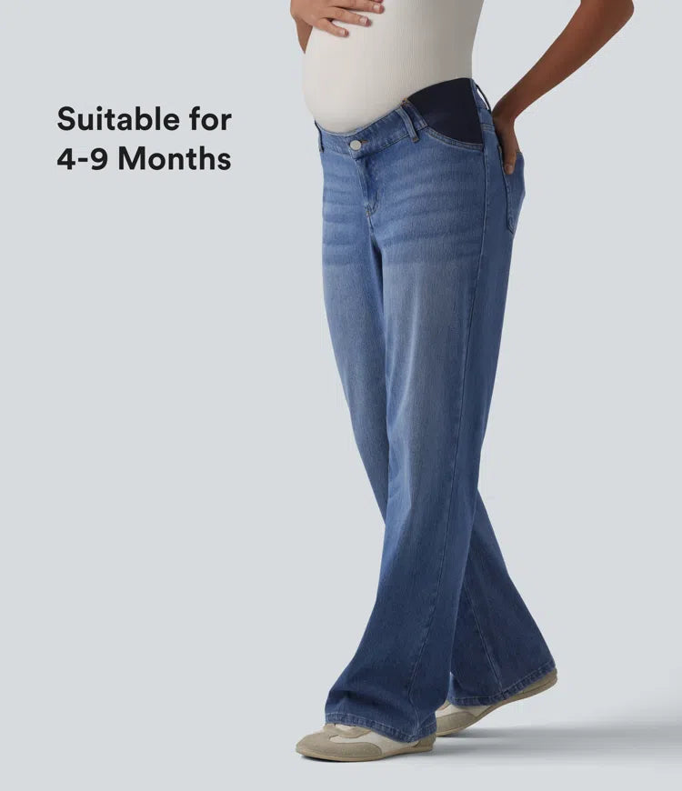 Halara Flex Mid Rise Straight Leg Maternity Casual Jeans with Pockets