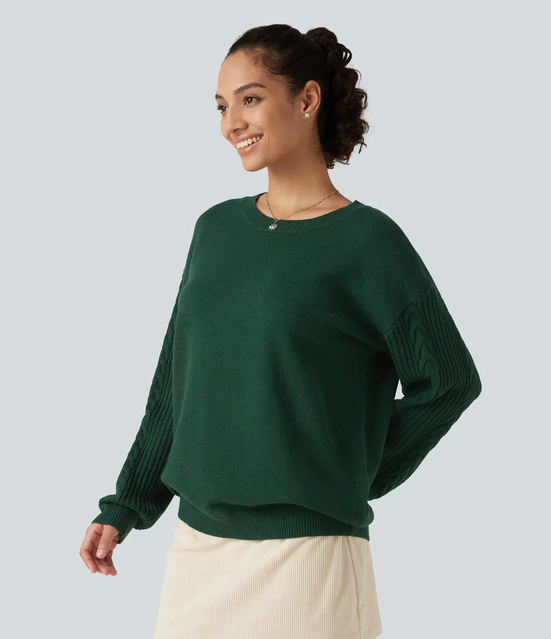 Round Neck Long Sleeve Relaxed Work Jumper
