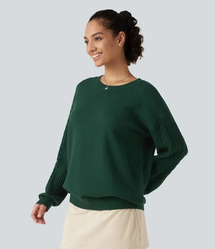 Round Neck Long Sleeve Relaxed Work Jumper