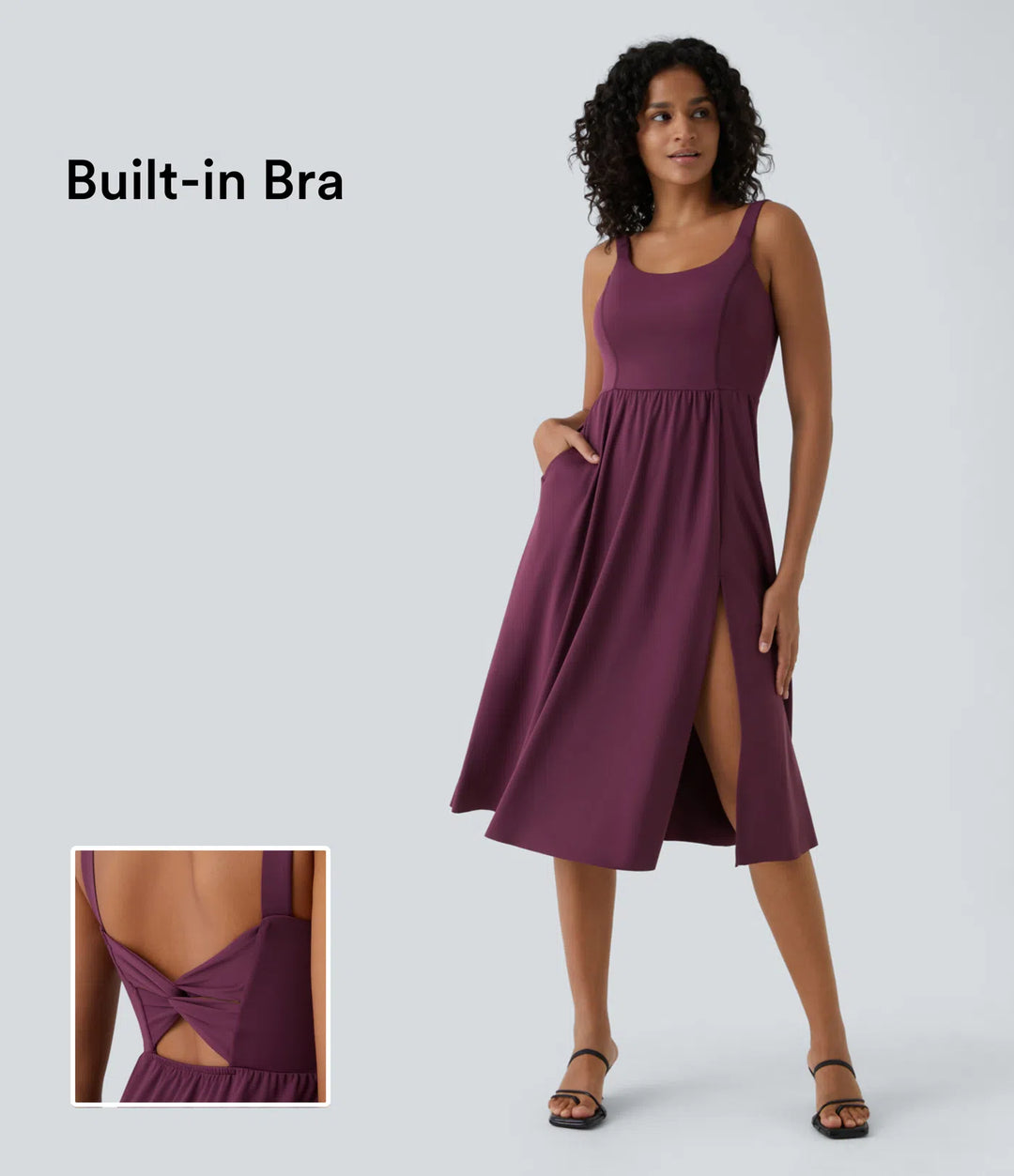 Padded Midi Casual Dress A-D Cups