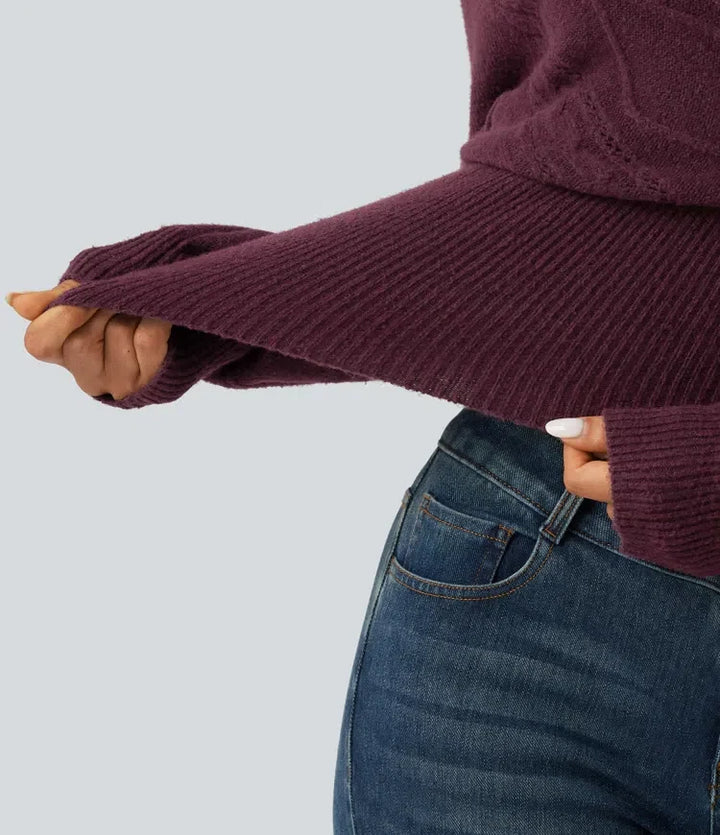 V Neck Long Sleeve V Back Casual Jumper