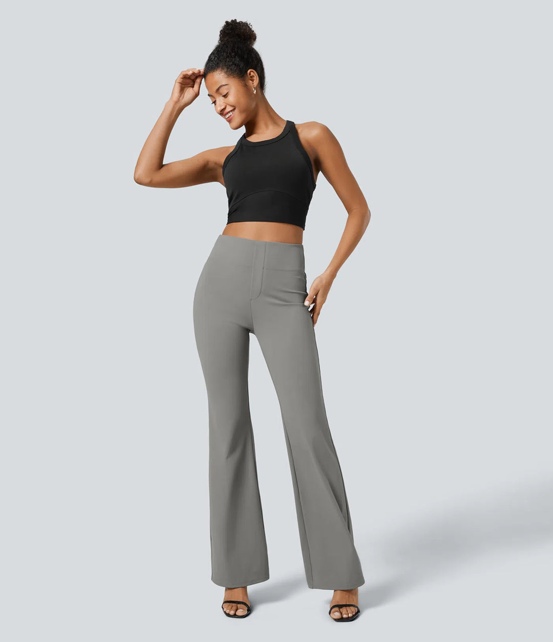 Halara Flex High Waisted Back Side Pocket Slight Flare Work Trousers