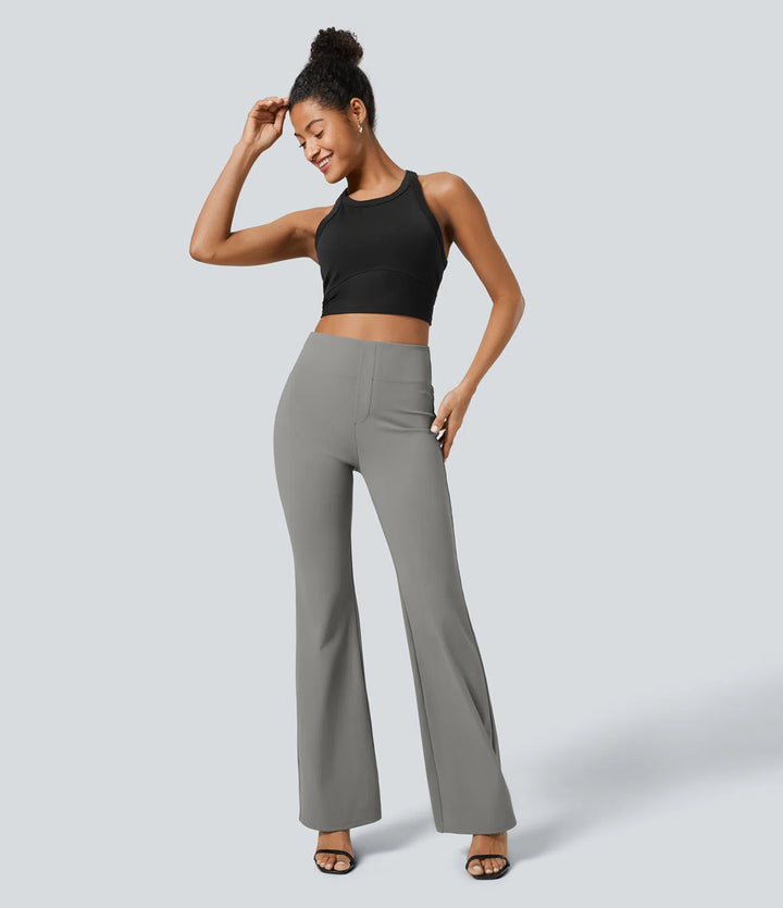 Halara Flex High Waisted Back Side Pocket Slight Flare Work Trousers