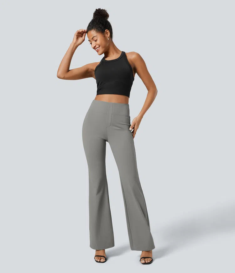 Halara Flex High Waisted Back Side Pocket Slight Flare Work Trousers