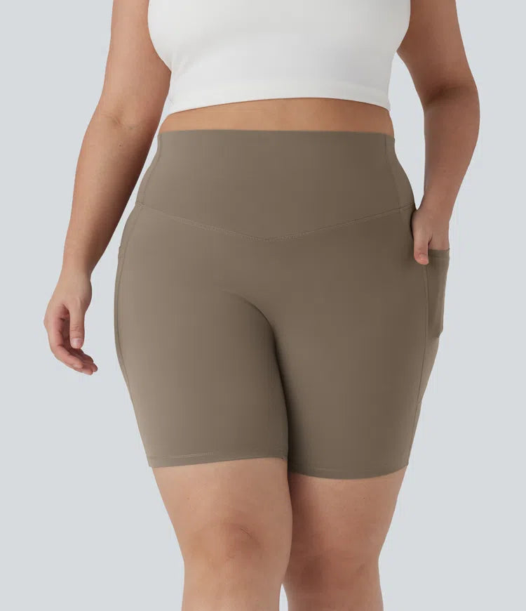 Halara UltraSculpt High Waisted Tummy Control Shaping Training Plus Size Biker Shorts 7&
