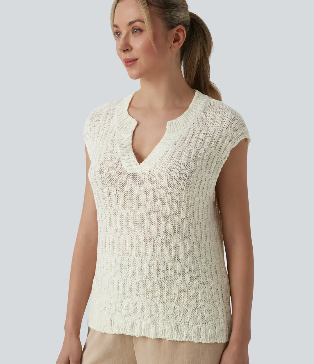 V-neck Cap Sleeve Resort Jumper