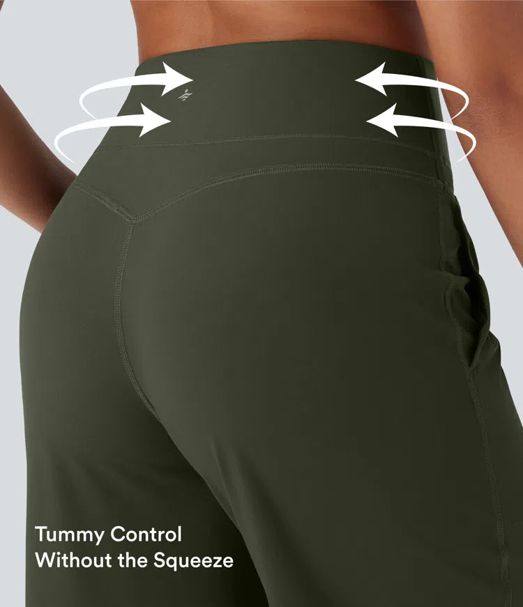 Halara UltraSculpt High Waisted Tummy Control Straight Leg Yoga Trousers with Pockets