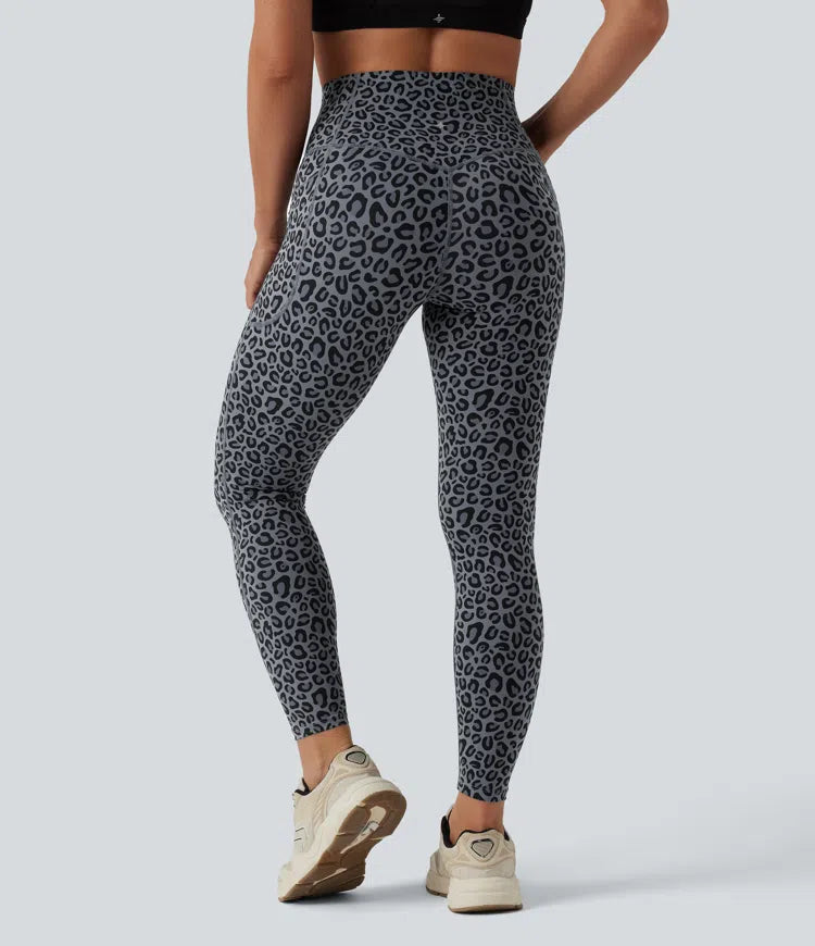 Halara UltraSculpt Leopard Print High Waisted Tummy Control Yoga Leggings with Pockets