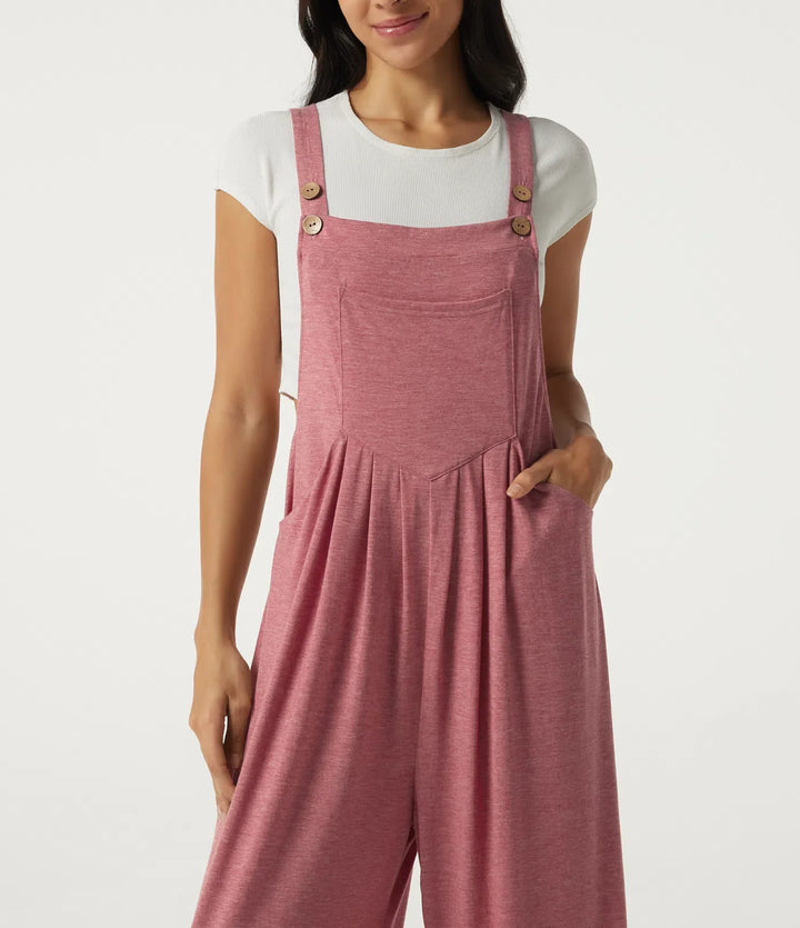 Heathered Casual Overalls with Pockets