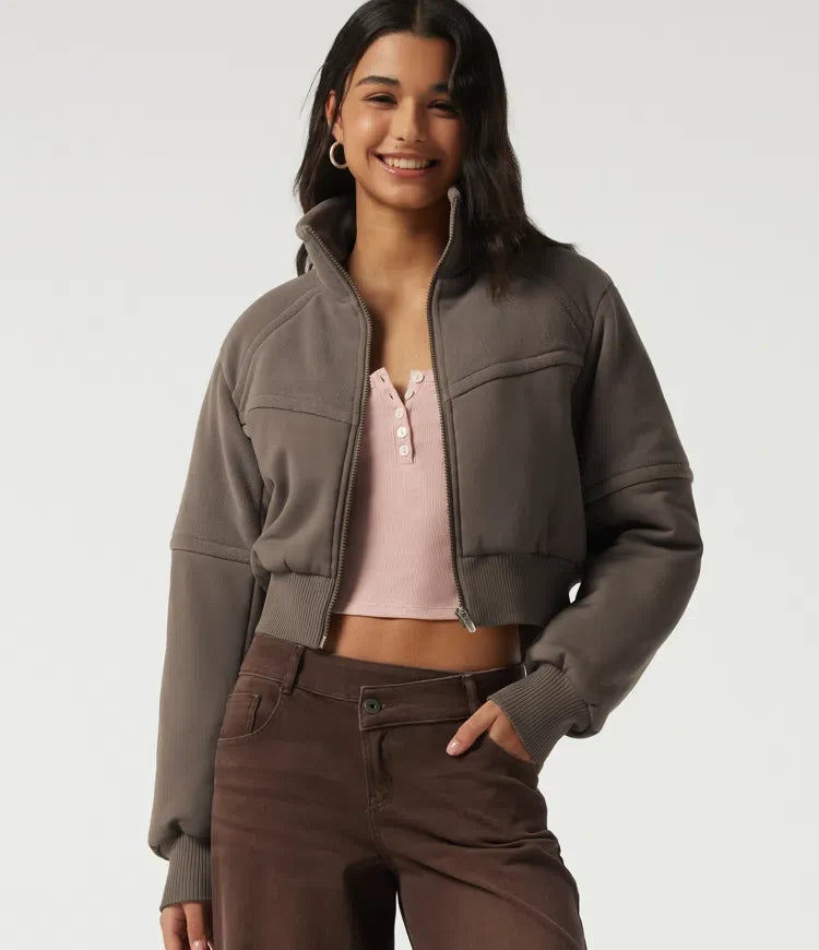 Stand Collar Long Sleeve Casual Padded Jacket