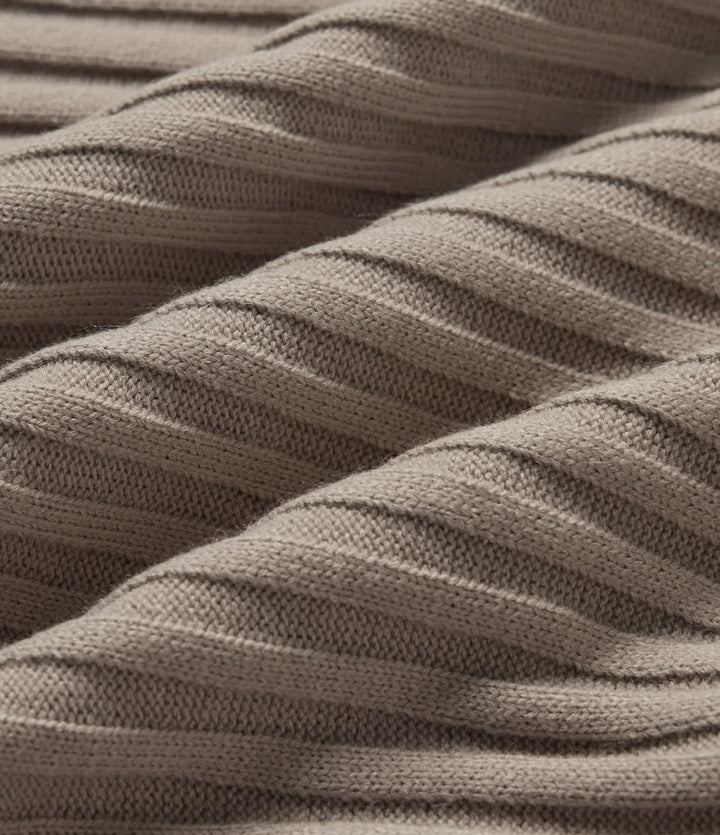 Ribbed Knit High Neck Dropped Long Sleeve Work Jumper