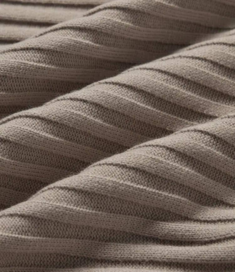 Ribbed Knit High Neck Dropped Long Sleeve Work Jumper