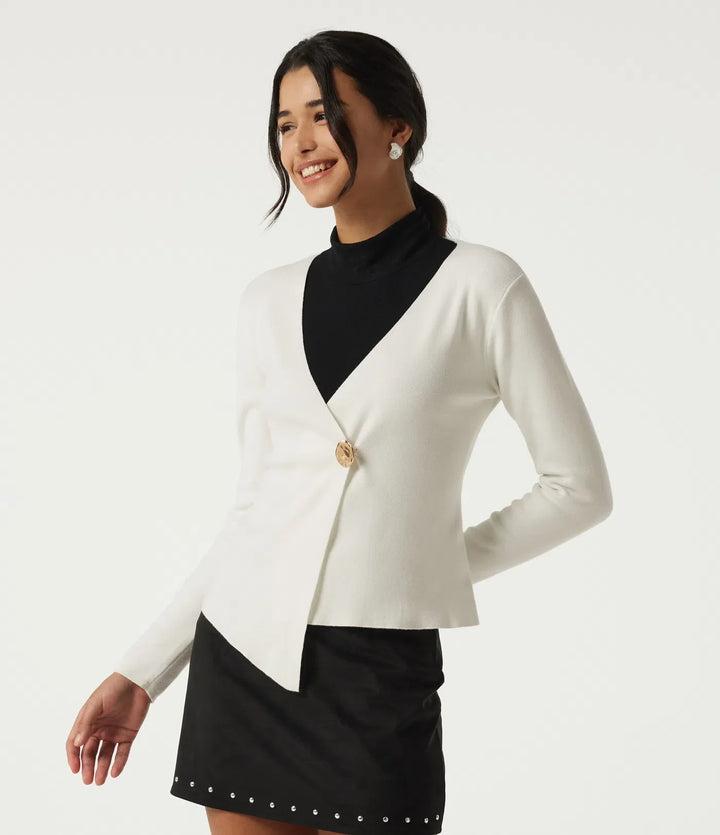 V Neck Long Sleeve Open Front Work Cardigan