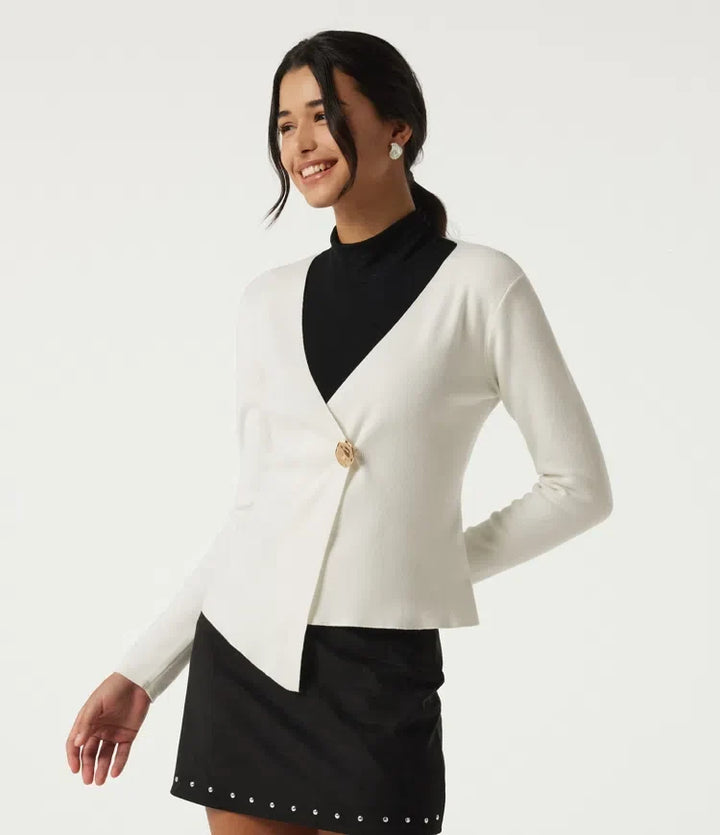 V Neck Long Sleeve Open Front Work Cardigan