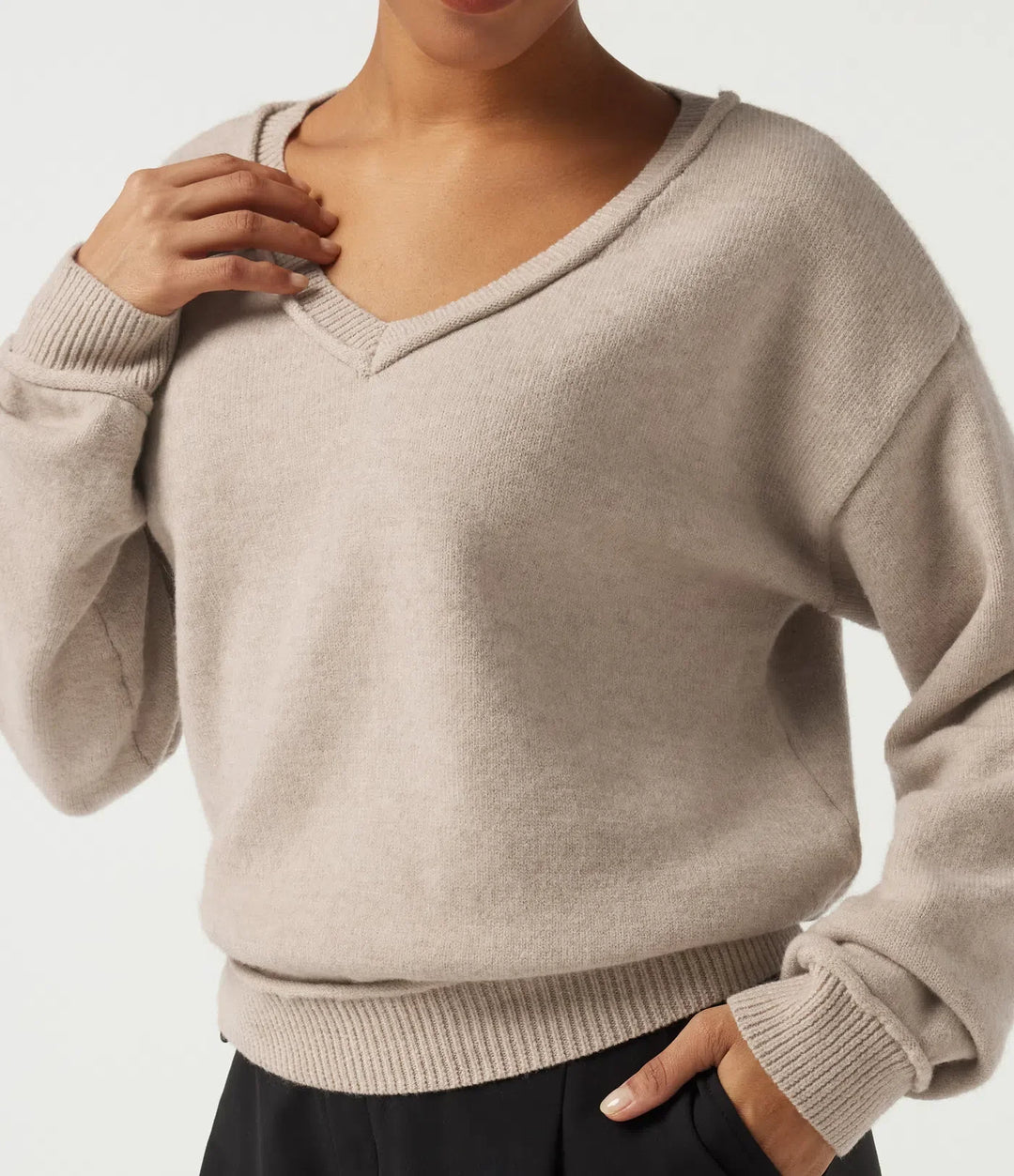 V Neck Long Sleeve Casual Jumper