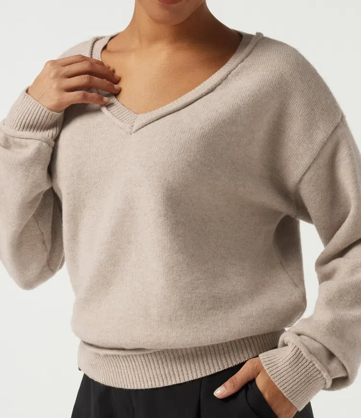 V Neck Long Sleeve Casual Jumper