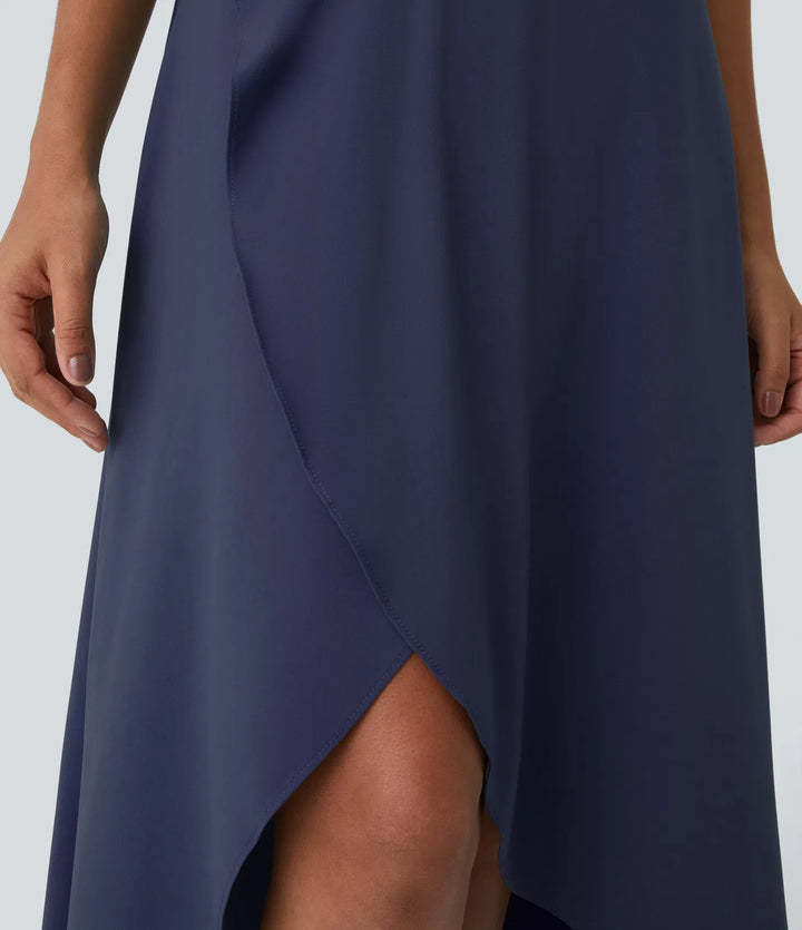 Breezeful High Waisted High Low Ruffle 2-in-1 Flowy Quick Dry Casual Regular Maxi Skirt