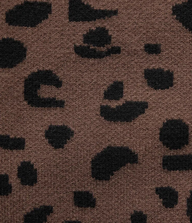 Round Neck Leopard Print Long Sleeve Casual Jumper