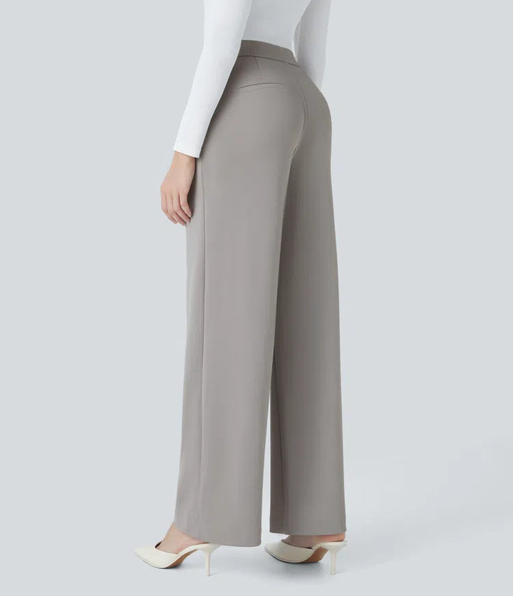 Halara Flex High Waisted Pocket Straight Leg Crepe Work Trousers