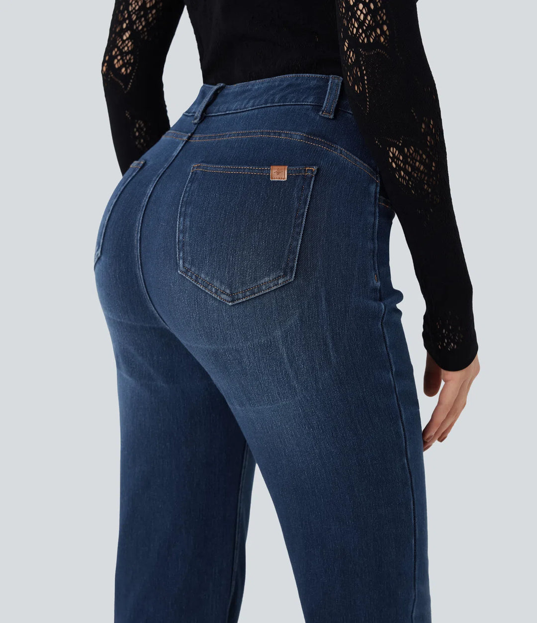Halara Flex High Waisted Tummy Control Butt Lifting Denim Casual Bootcut Leggings with Pockets
