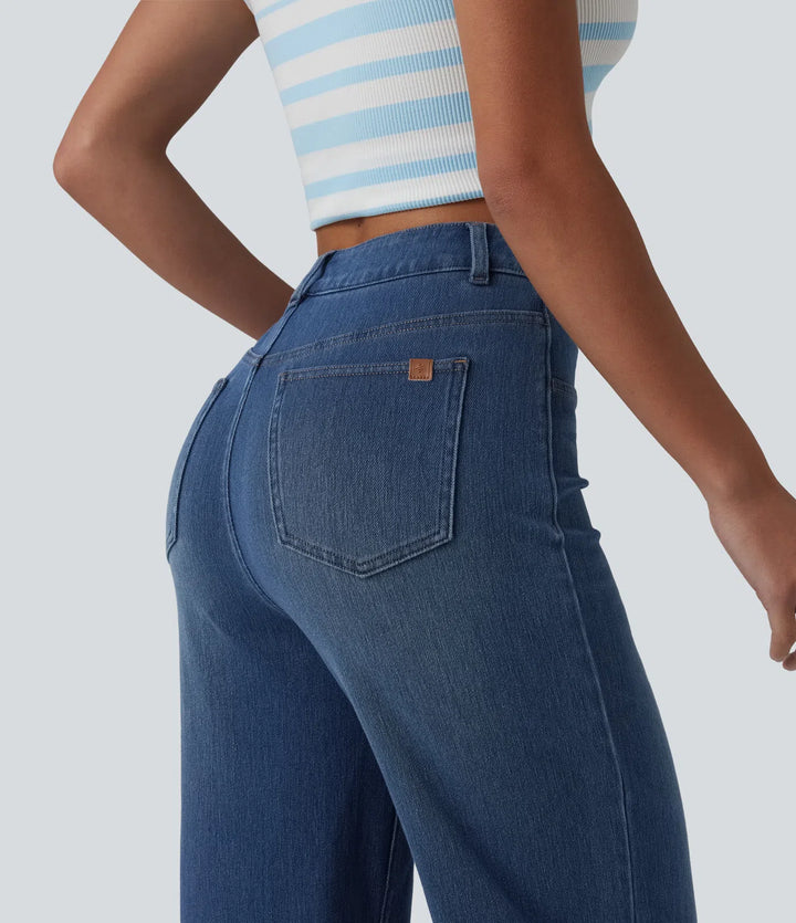 Halara Flex High Waisted Sculpted Lift Design Straight Leg Casual Jeans with Pockets