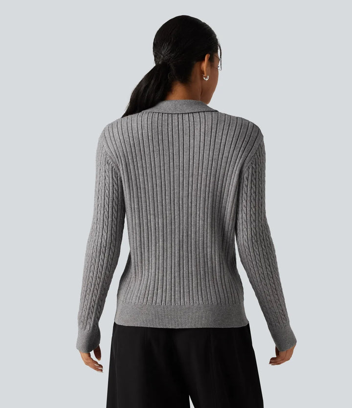 Lapel Long Sleeve Work Jumper