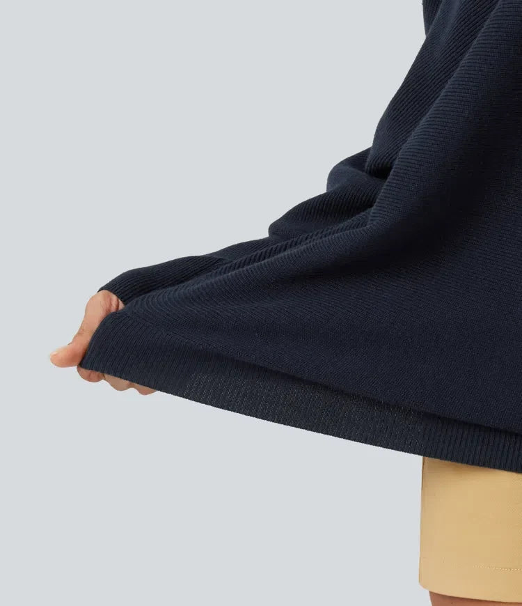 Mock Neck Batwing Long Sleeve Work Jumper