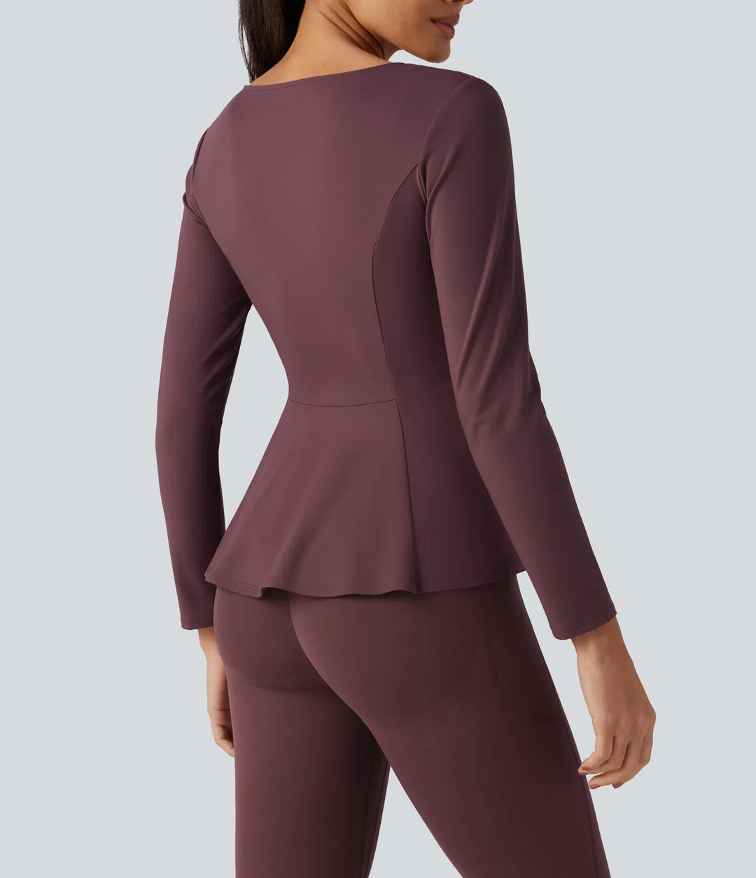 SoftlyZero Plush V Neck Long Sleeve Slim Ruffle Hem Yoga Jacket with Pockets