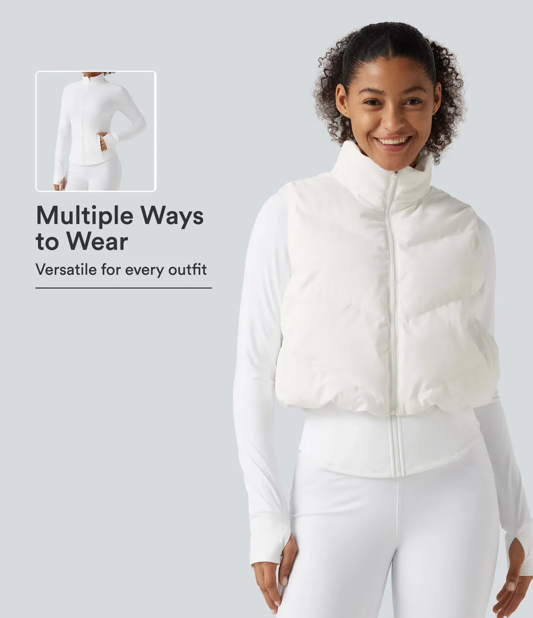 PuffFlex 3-in-1 Mock Neck Slim Causal Puffer Jacket with Pockets
