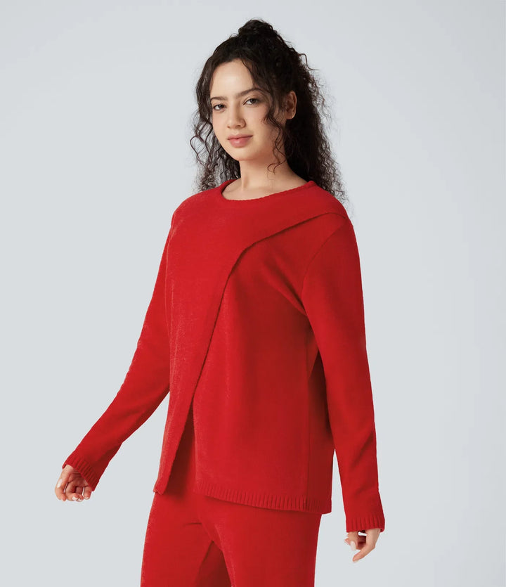 Round Neck Long Sleeve Jumper Knit Lounge Top