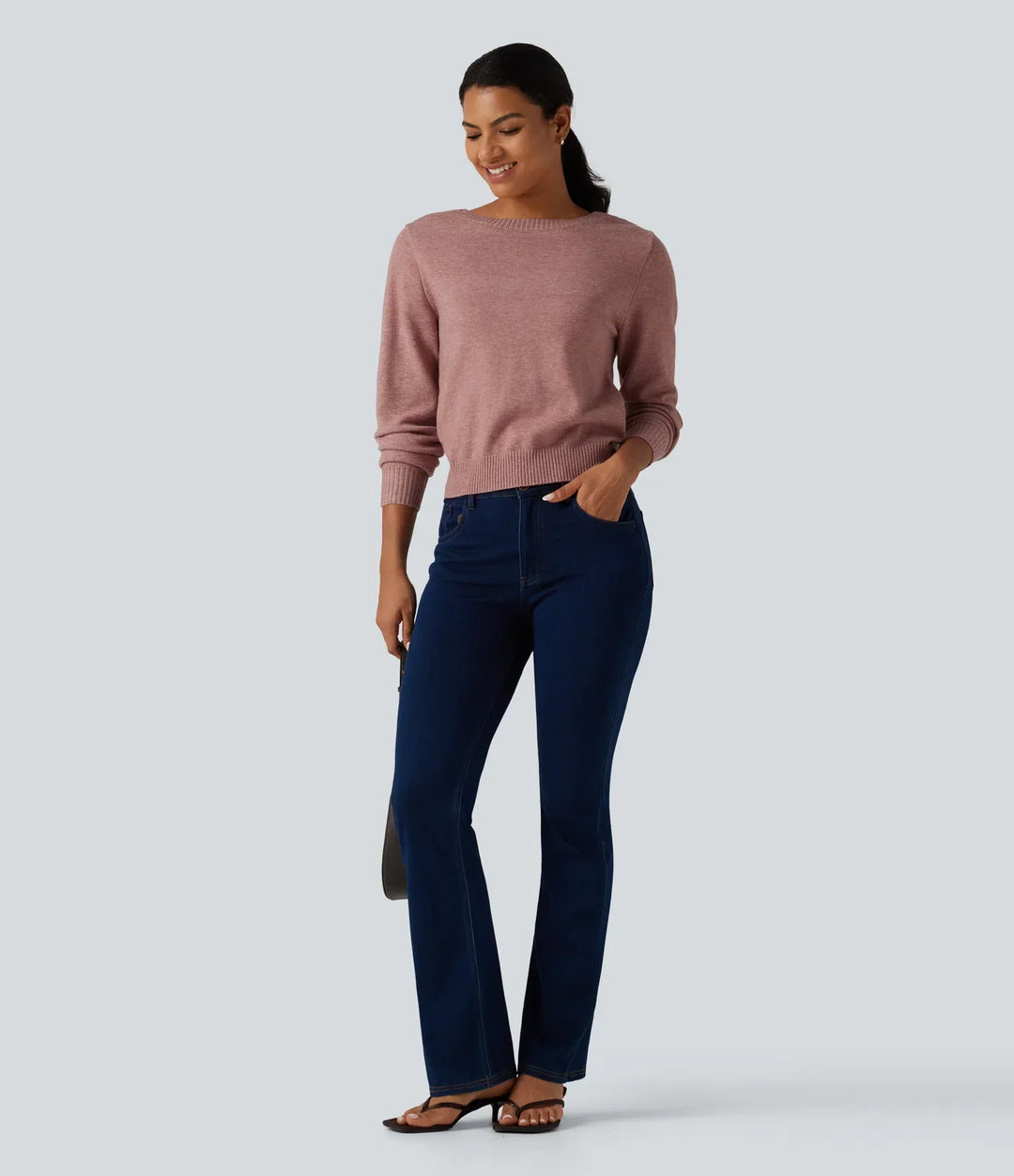 Round Neck Long Sleeve Twisted Casual Jumper