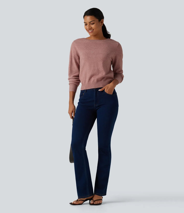 Round Neck Long Sleeve Twisted Casual Jumper